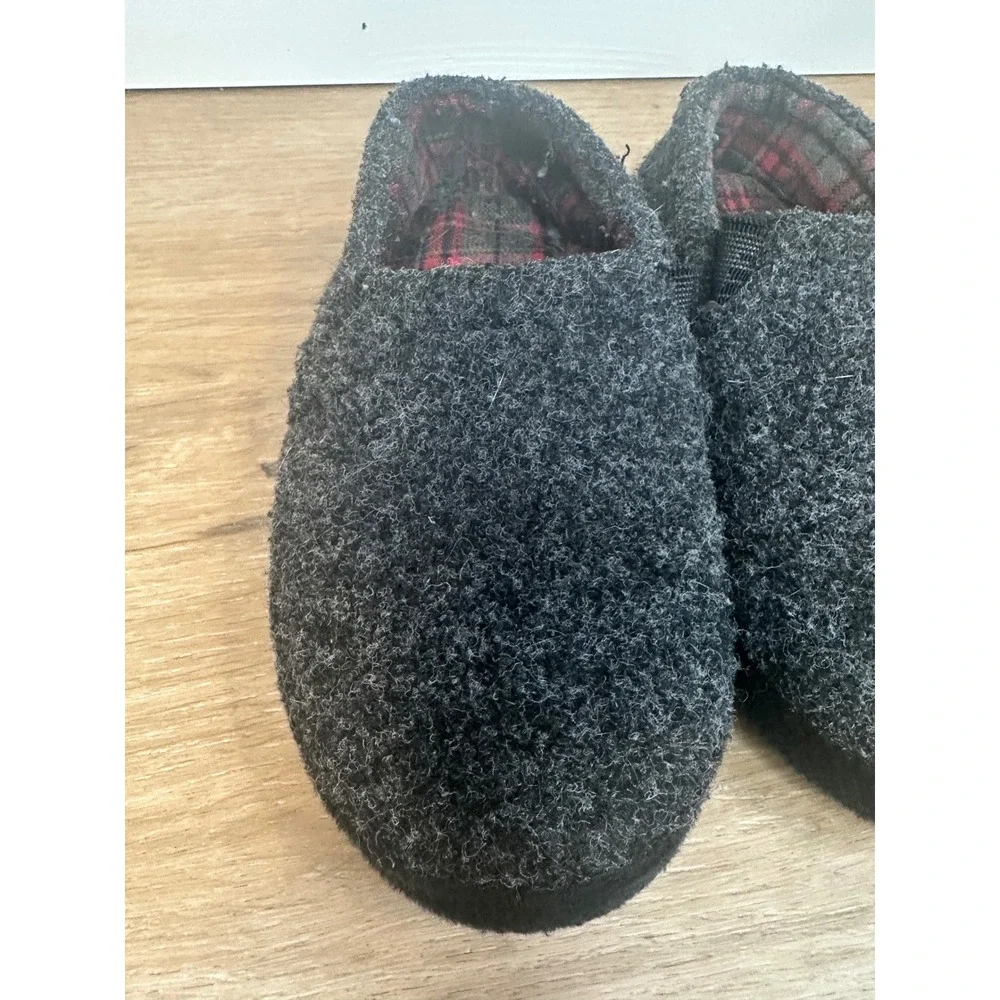 Slipper‎ Loafers Kids Size M 2/3 Charcoal Grey Plaid Lined Cabin Core